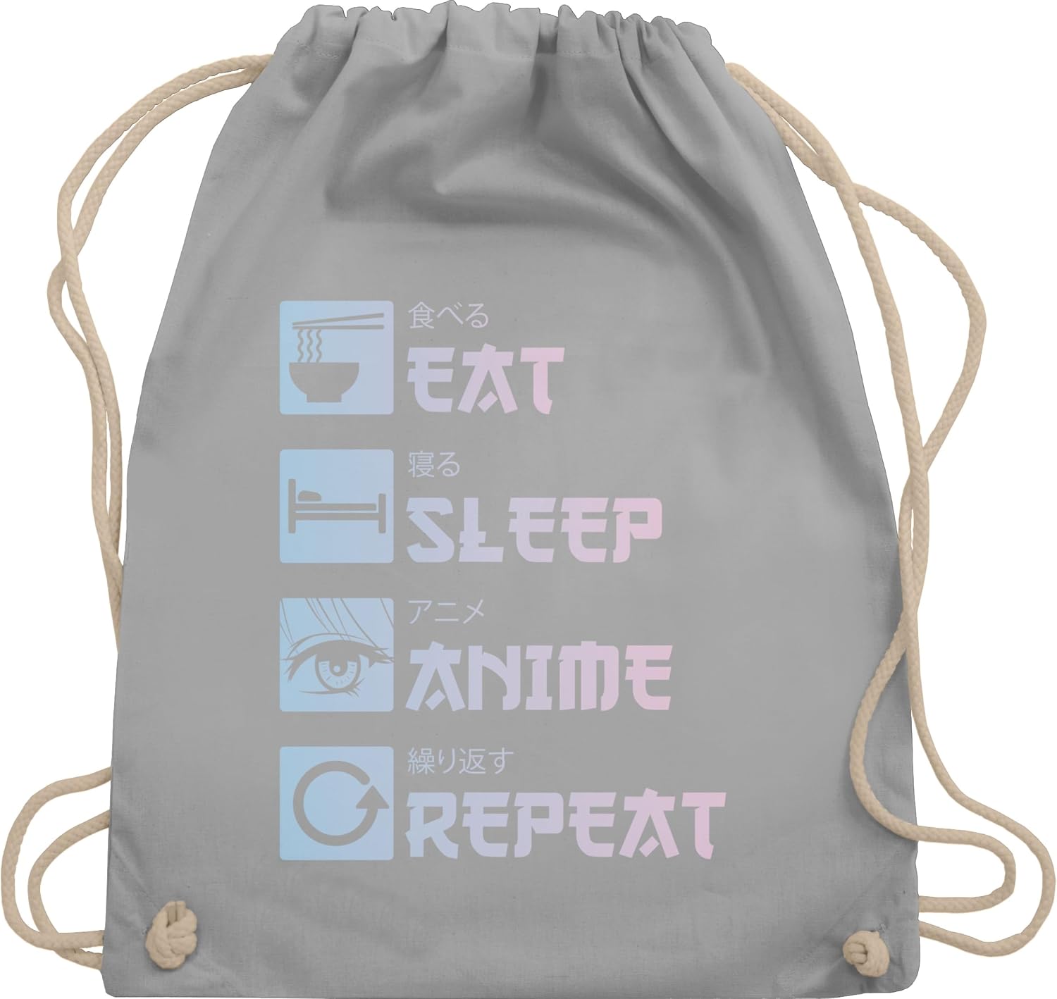 Rucksack Mit Kordelzug 'Eat Sleep Repeat' – 35,6x40,6 Cm, Wasserdicht, Verstellbar