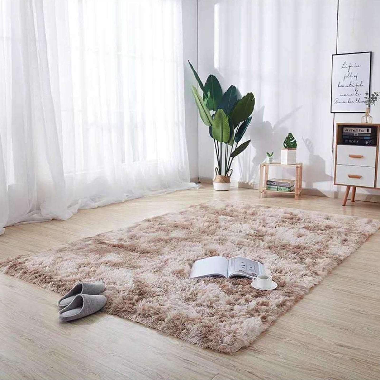 Tapis moderne à poils longs 260 x 330 cm antidérapant et doux