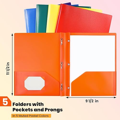 Miniatura 2 de GNL Carpetas de plástico con bolsillos y puntas, paquete de 10, carpetas de archivos de 2 bolsillos resistentes de colores tamaño carta, carpetas