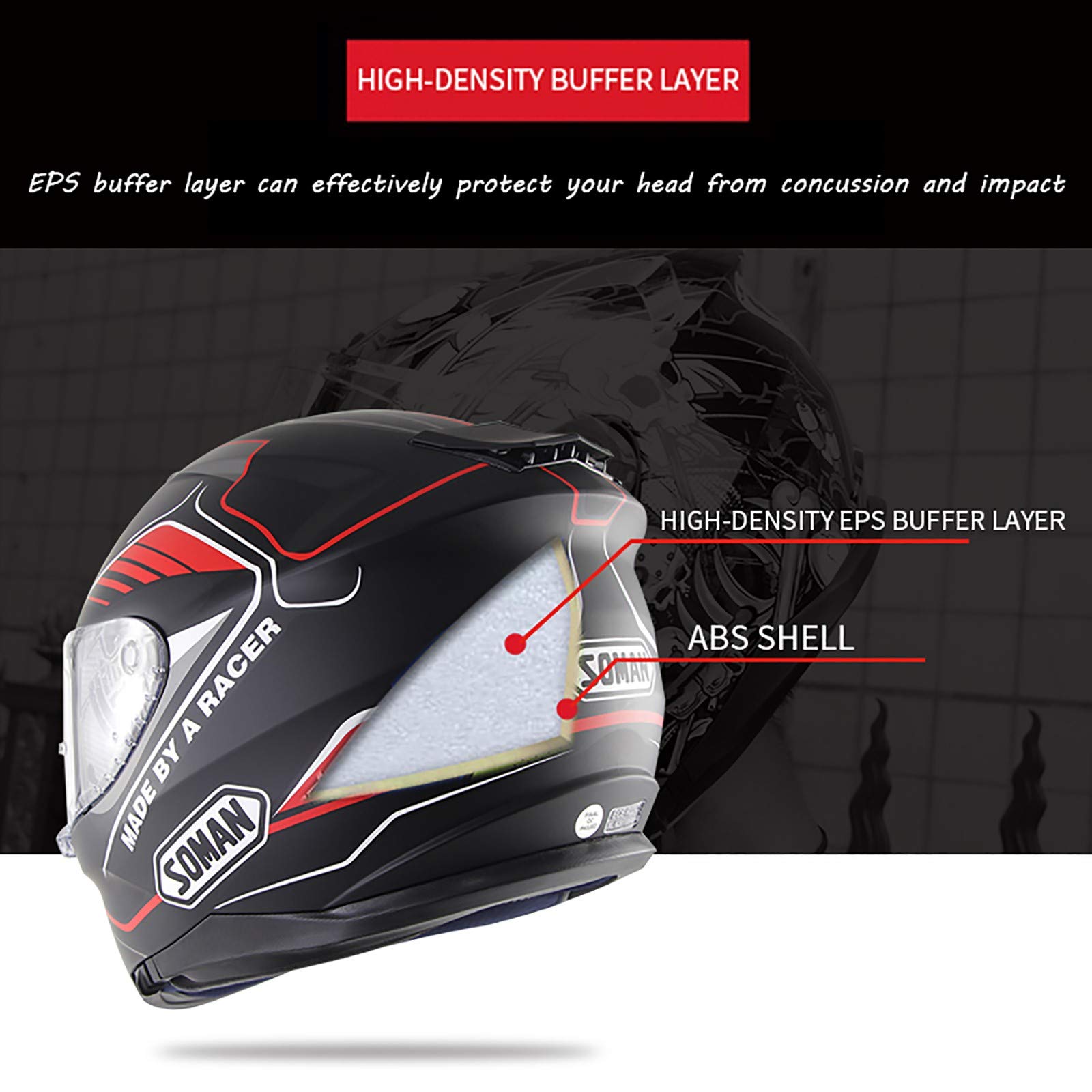 Produktbild von BCYBD Fullface Helm Integralhelm Mit Maske ECE Zertifiziert