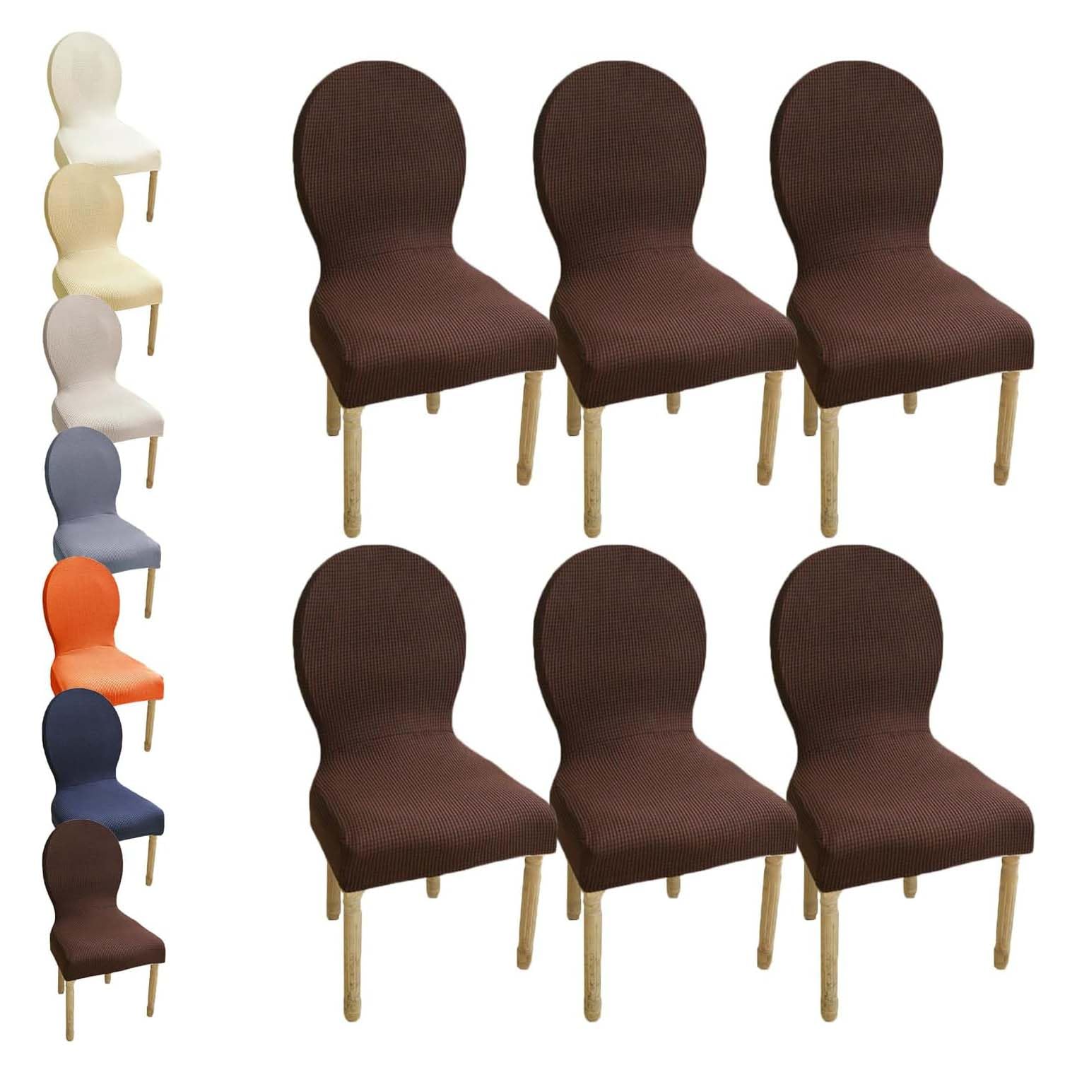 Lot de 6 housses de chaise dossier rond extensible assise ovale bois moderne A12