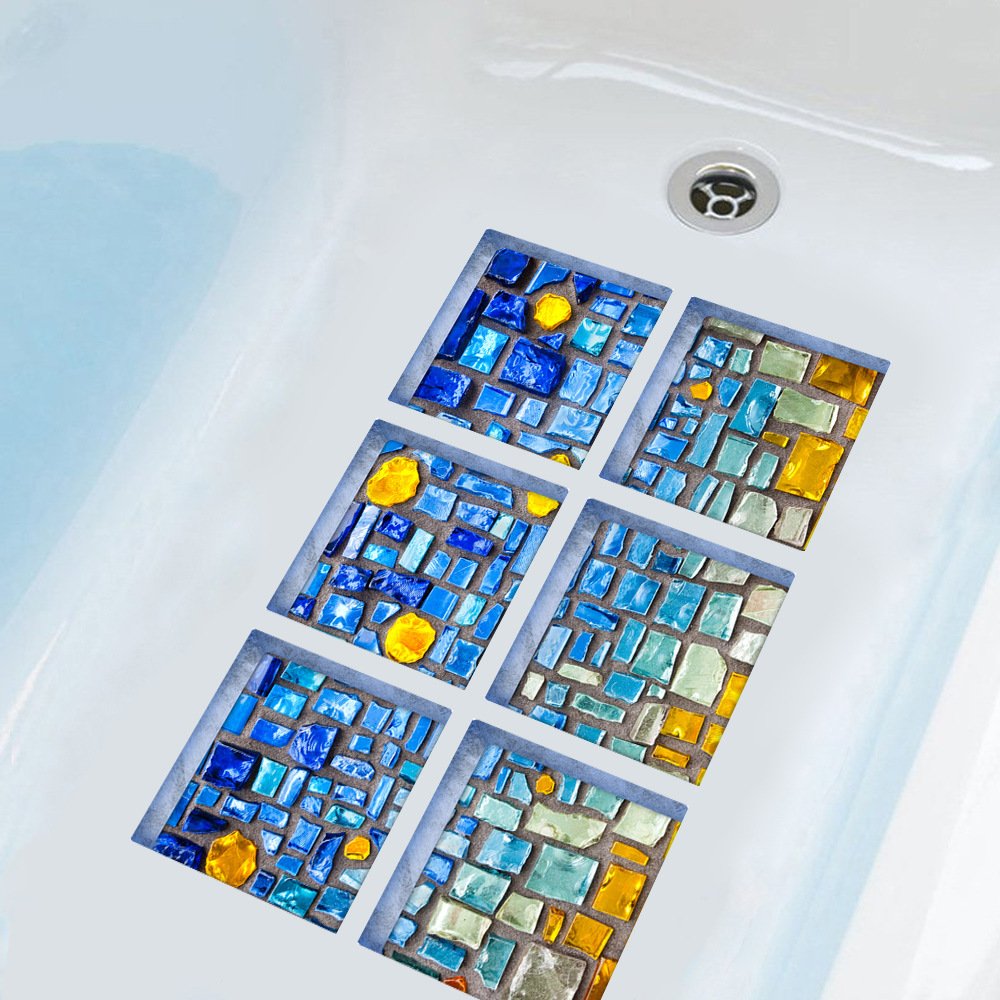 Autocollants douche 3D ChezMax bleu mosaïque pour transformer l'ambiance de votre salle de bain