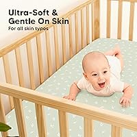 Vista 109 de 2-Pack Waterproof Baby Crib Sheets for Boys, Girls - 52x28 Viscose Derived from Bamboo Toddler Bed Sheet Neutral, Fitted Crib Mattress Protector