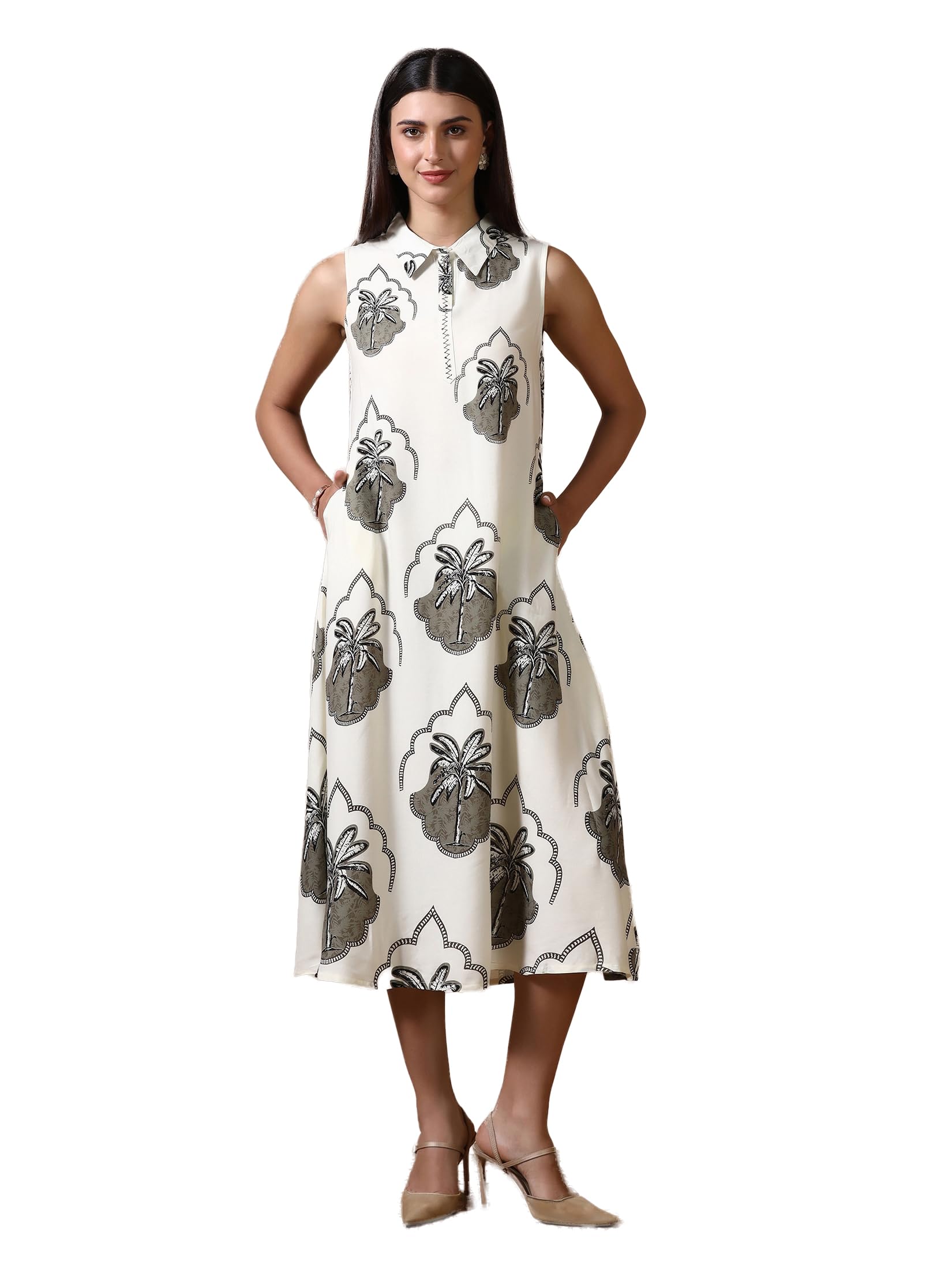 Women Liva Off White Printed Dress (25586_Off White Grey_XS)-image-29