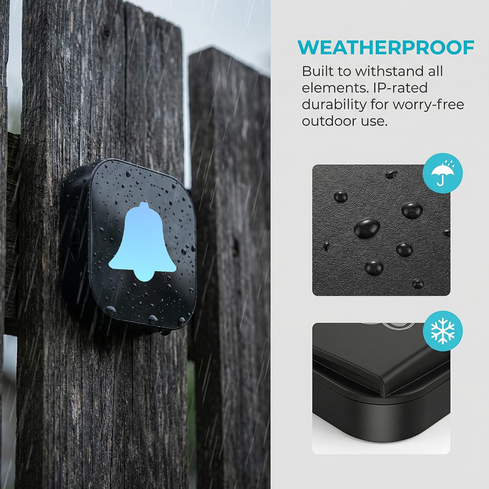 PORFOYO Dog Doorbell, bezprzewodowy dzwonek do drzwi dla psa, 38 dzwonków i 4 poziomy głośności, zakres 400 m², do użytku na zewnątrz, do drzwi wejściowych, domu (czarny, 1 odbiornik, 1 nadajnik)