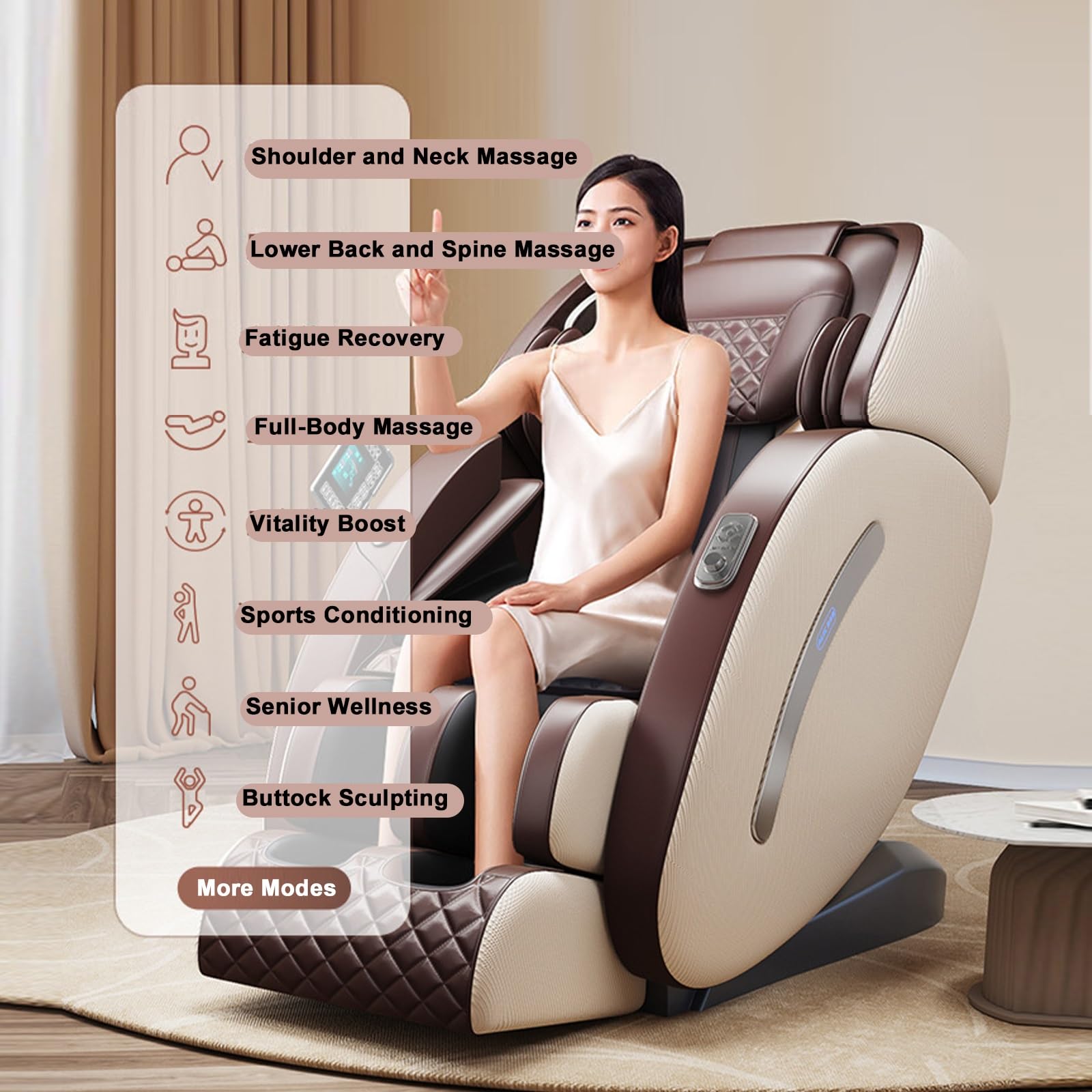 Poltrona Massaggiante Reclinabile, Nodi Per Massaggio Digitopressione, Ideale Per Alleviare Il Mal Di Schiena E Rilassare Sia Il Corpo Che La Mente.(White)