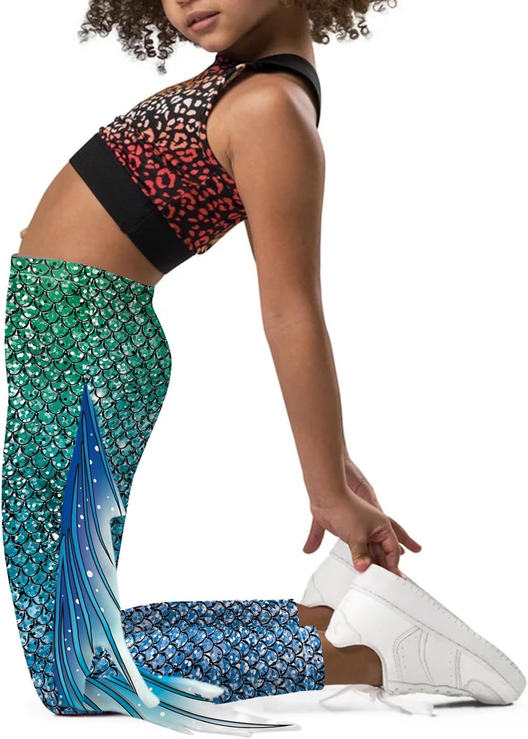 Mermaid Leggings for Girls Fish Scale Printing Yoga Pants Halloween Costume Tights Mermaid Birthday Outfit - Image 3