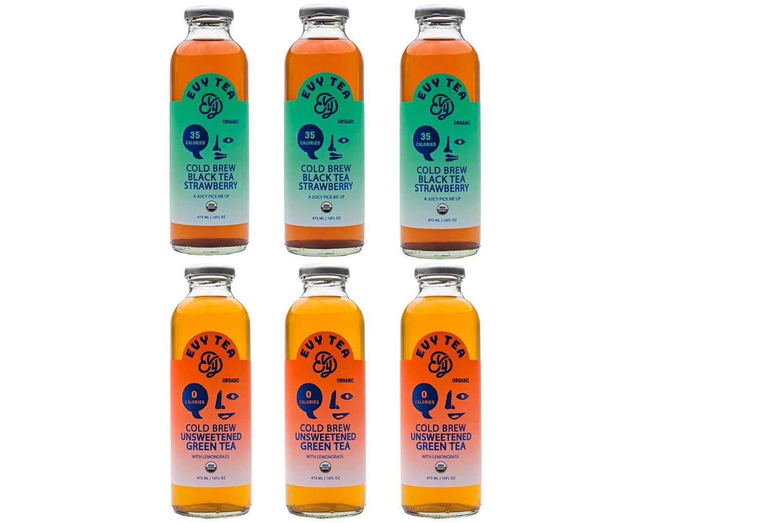 Evy Cold Brew Iced Tea, Organic Black Tea Variety 6 Pack, 3 Bottles of Evy Palmer