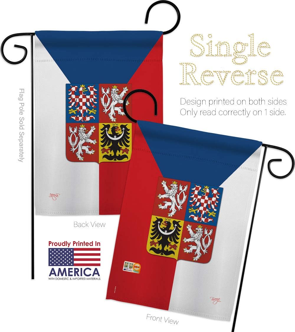 Czech Republic Garden Flag Set Wall Holder Regional Nationality Nation International World Country Particular Area Small Decorative Gift Yard House Banner Made In USA 13 X 18.5
