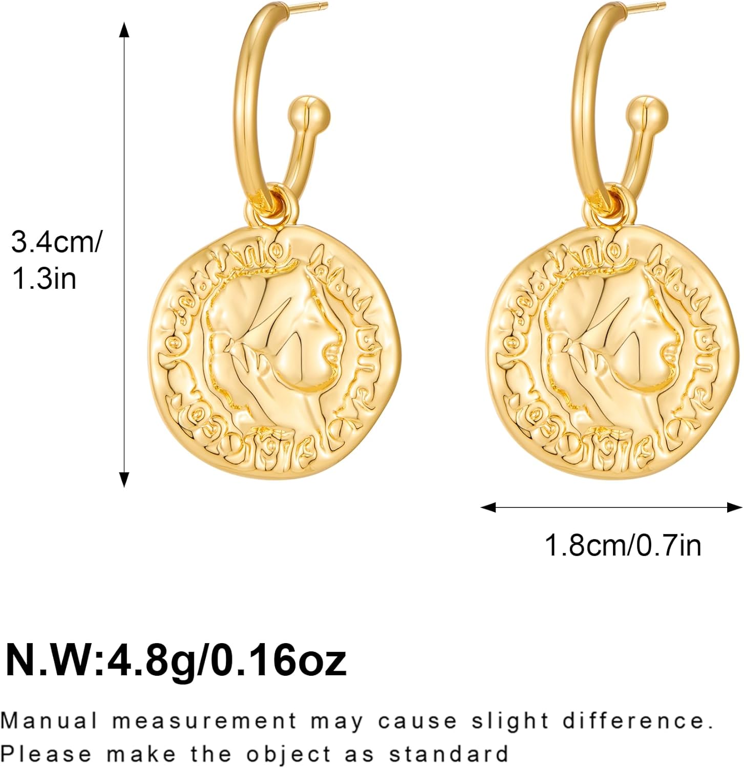 FAMARINE Gold Coin Earrings for Women Dainty Dangle Earring Trendy Gold Hypoallergenic Jewelry - Image 4