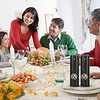 Vista 7 de Juego de molinillo eléctrico recargable de sal y pimienta, molinillo automático de sal y pimienta con luz LED, molinillo de sal y pimienta, grosor