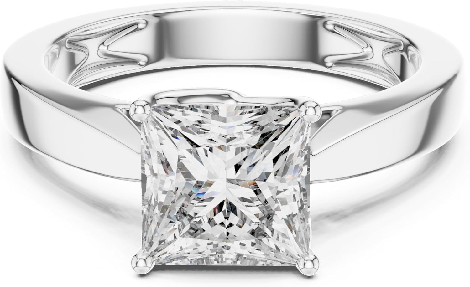 White Gold & 925 Sterling Silver Wedding Ring 1-2-3-4 Carat Lab Grown Diamond Ring Princess Cut Engagement Ring Solitaire Diamond Ring Sister's day Gift F-103