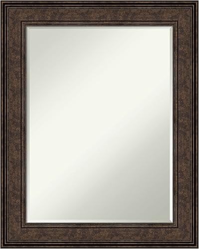 Miniatura 7 de Amanti Art Espejo de baño, espejo de pared estrecho de bronce claro Blaine para usar como espejo de tocador de baño sobre el fregadero (27.5 x 21.5