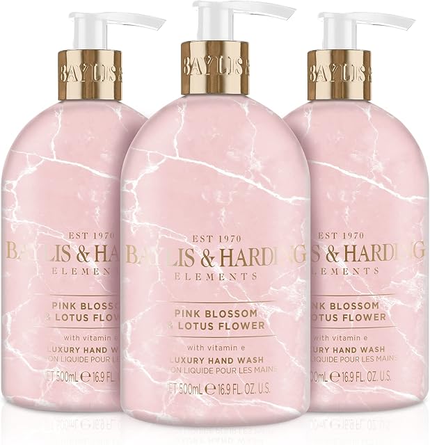Baylis & Harding Elements Pink Blossom and Lotus Flower Hand Wash, 500 ml (Pack of 3) - Vegan Friendly