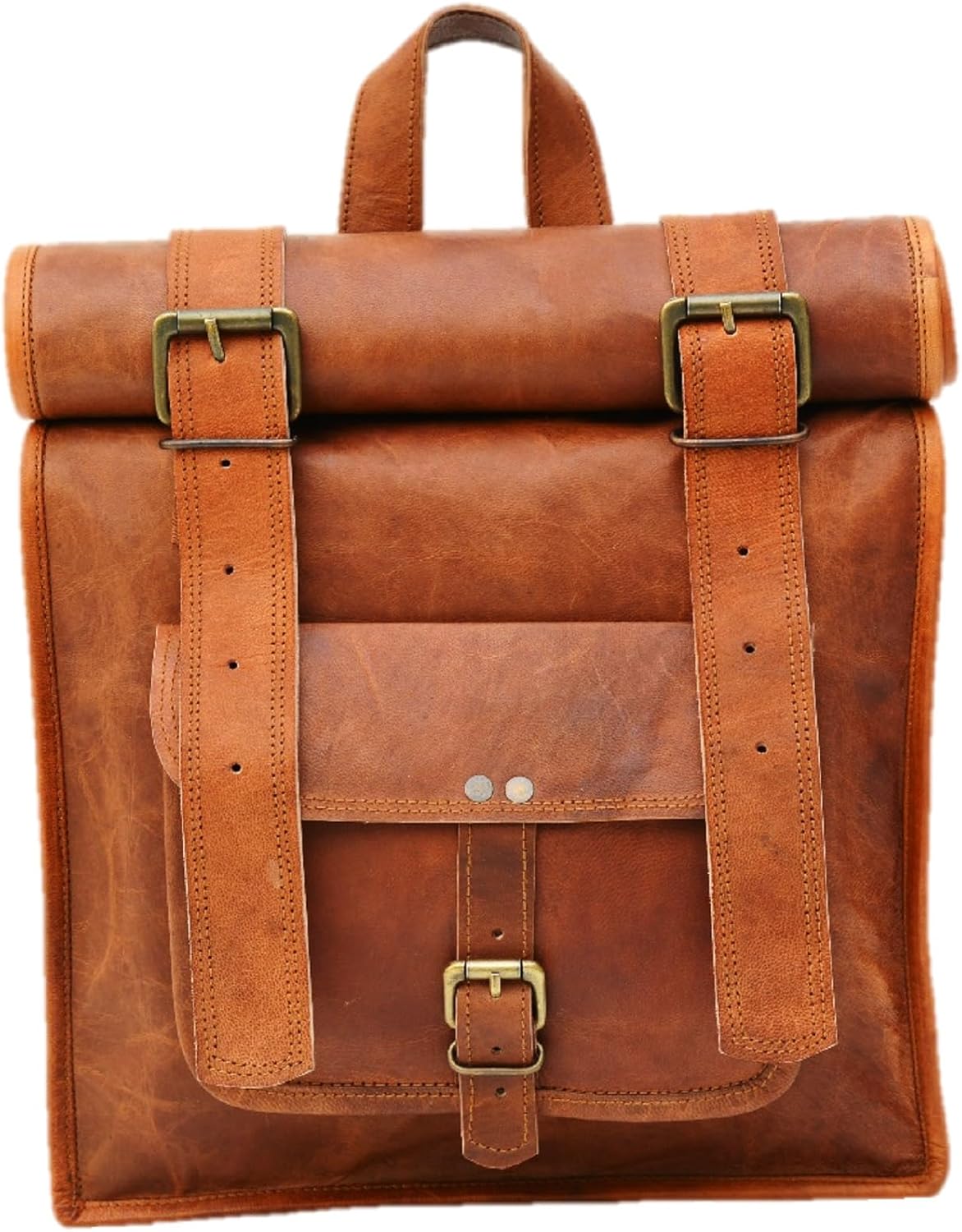 URBAN DEZIRE Men's Leather Vintage Roll On Laptop Backpack Rucksack knapsack college bag - Image 2