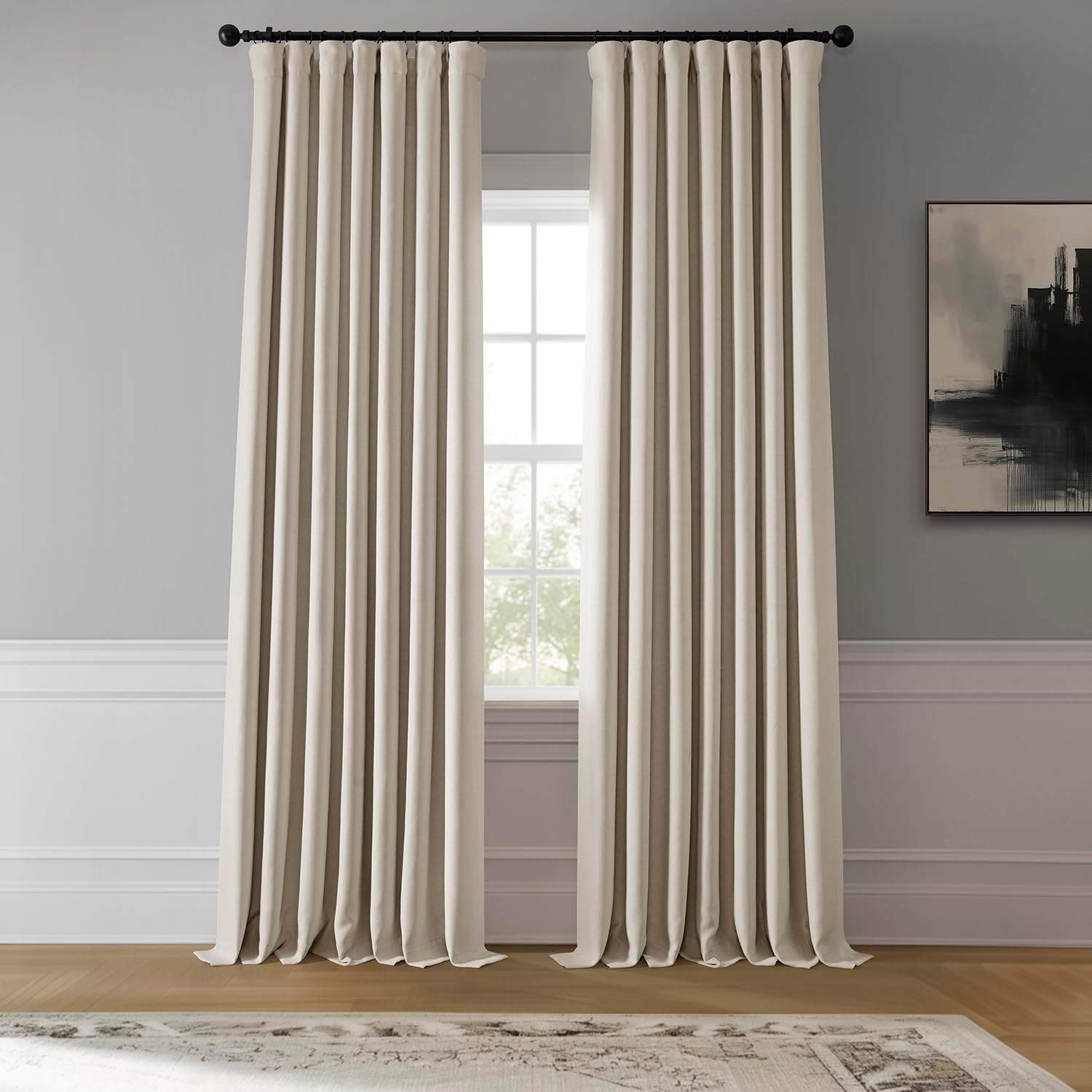 HPD Half Price Drapes BOCH-LN185-P Faux Linen Room Darkening Curtains for Bedroom (1 Panel), 50 X 108, Birch