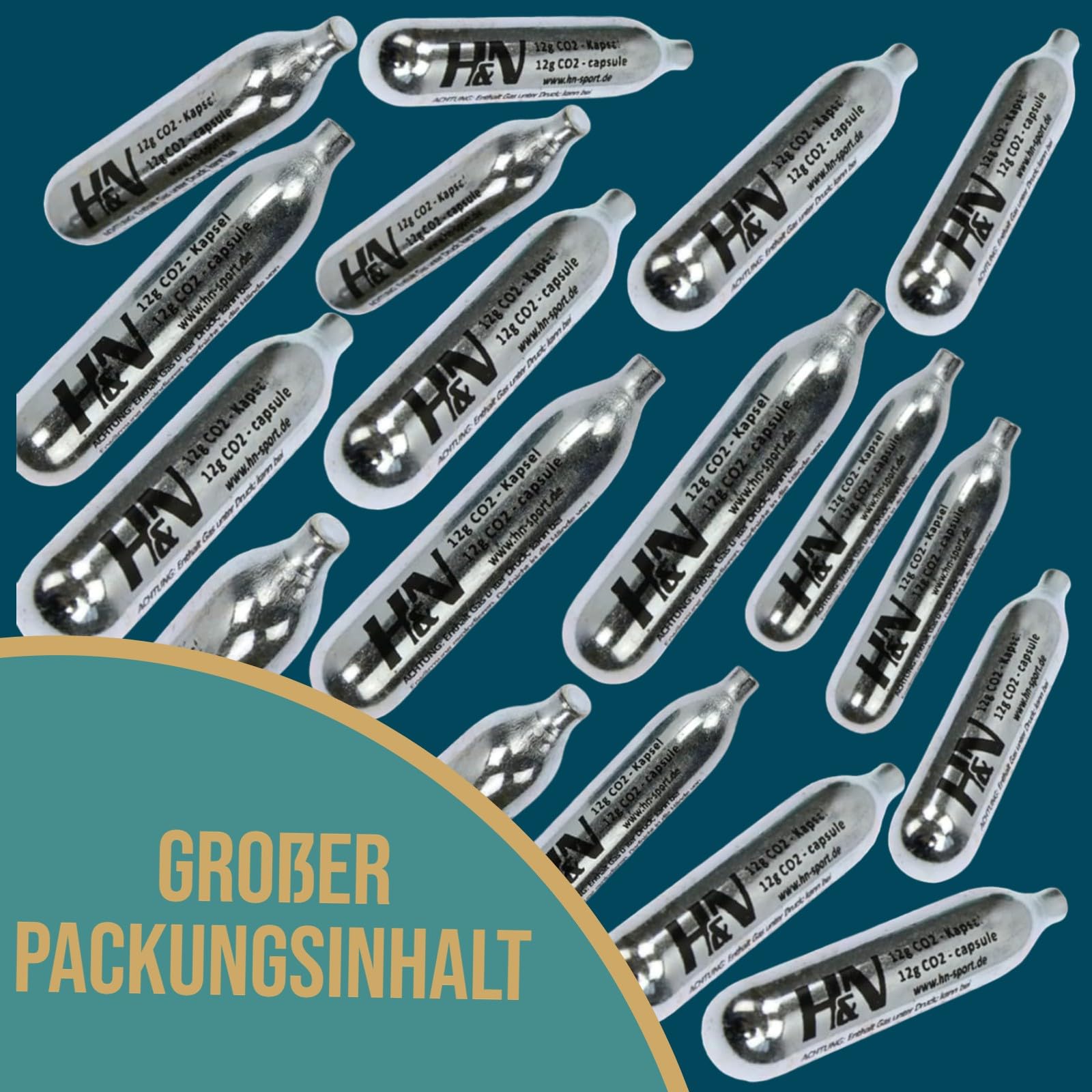H&N CO2 Kapseln 12g – 100 Stück – Für Softair, Paintball, Luftgewehr & Luftpistole – Einwegkartuschen für gleichmäßige Leistung & hohe Präzision