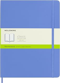 Moleskine Classic Notebook, Extra Large, Plain, Hydrangea Blue, Soft Cover (7.5 x 9.75)Moleskine