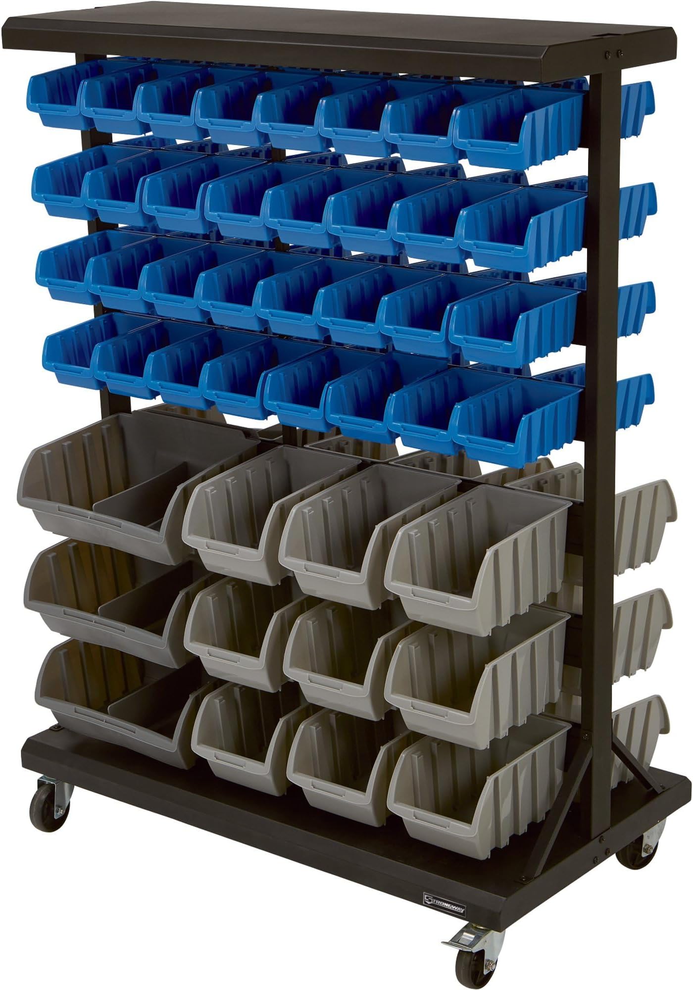 Strongway 88-Bin Double-Sided Rolling Bin Rack