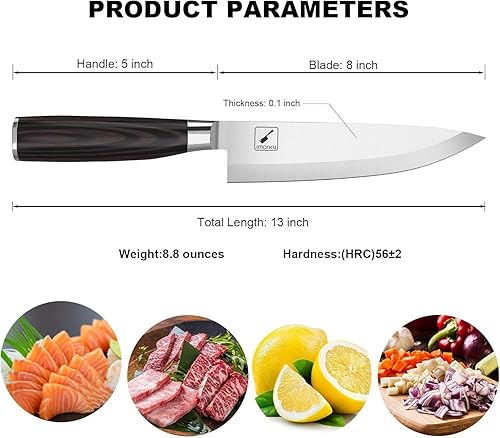 Miniatura 32 de imarku Santoku Cuchillo de chef de 5 pulgadas, cuchillo asiático ultra afilado, cuchillo de chef japonés, acero inoxidable japonés SUS440A, mango