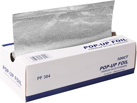 Aluminum Foil Sheets, Pre-Cut Foil Sheets, for Home Restaurant Food Processing, High-Temperature Resistant Non-Stick Type, Pop Up Single Sheets, 200 Sheets 12 in 500 Sheet