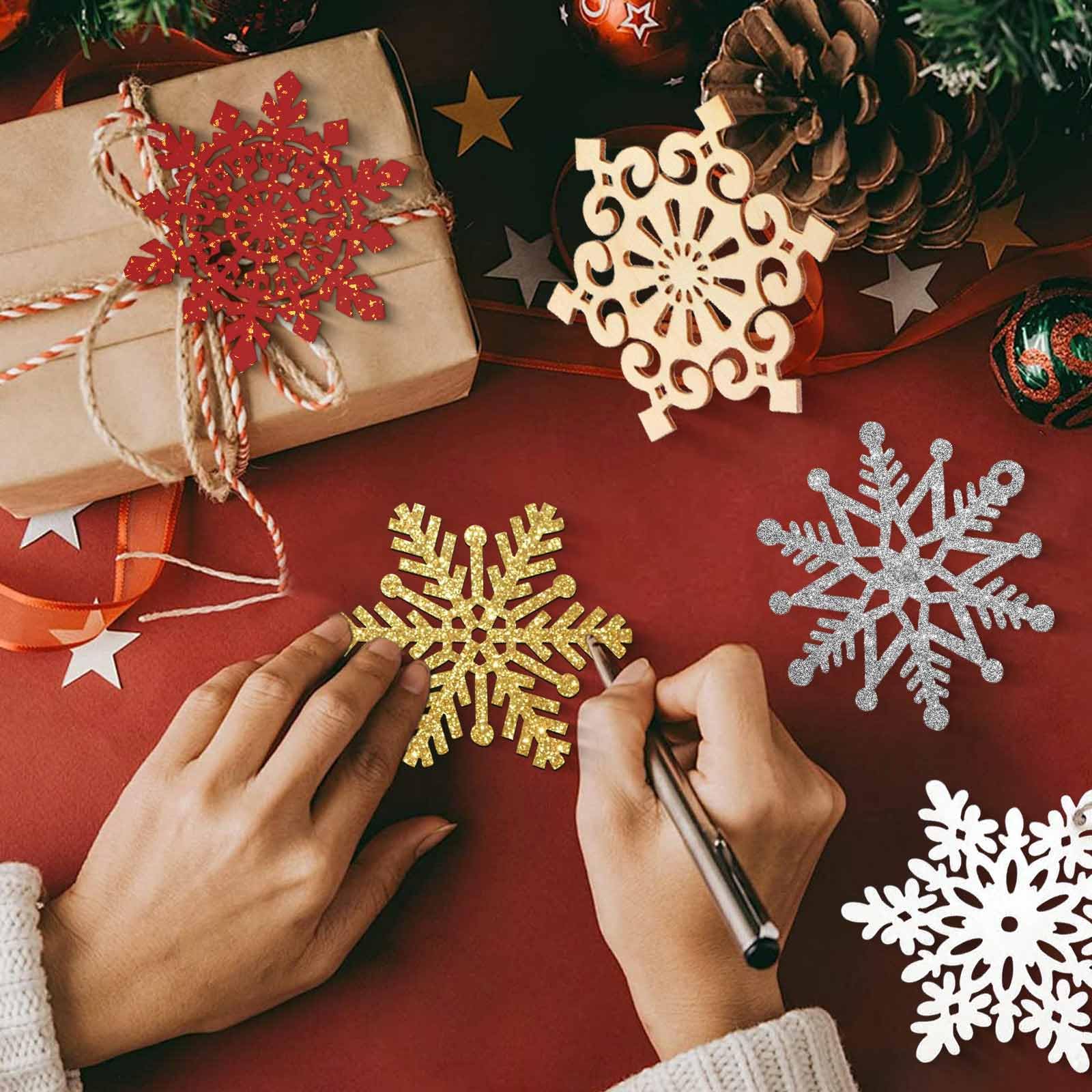 36 Decorazioni Albero Di Natale In Legno – 9 Modelli Fiocchi Di Neve, 9 Cm, Con Spago, Da Appendere