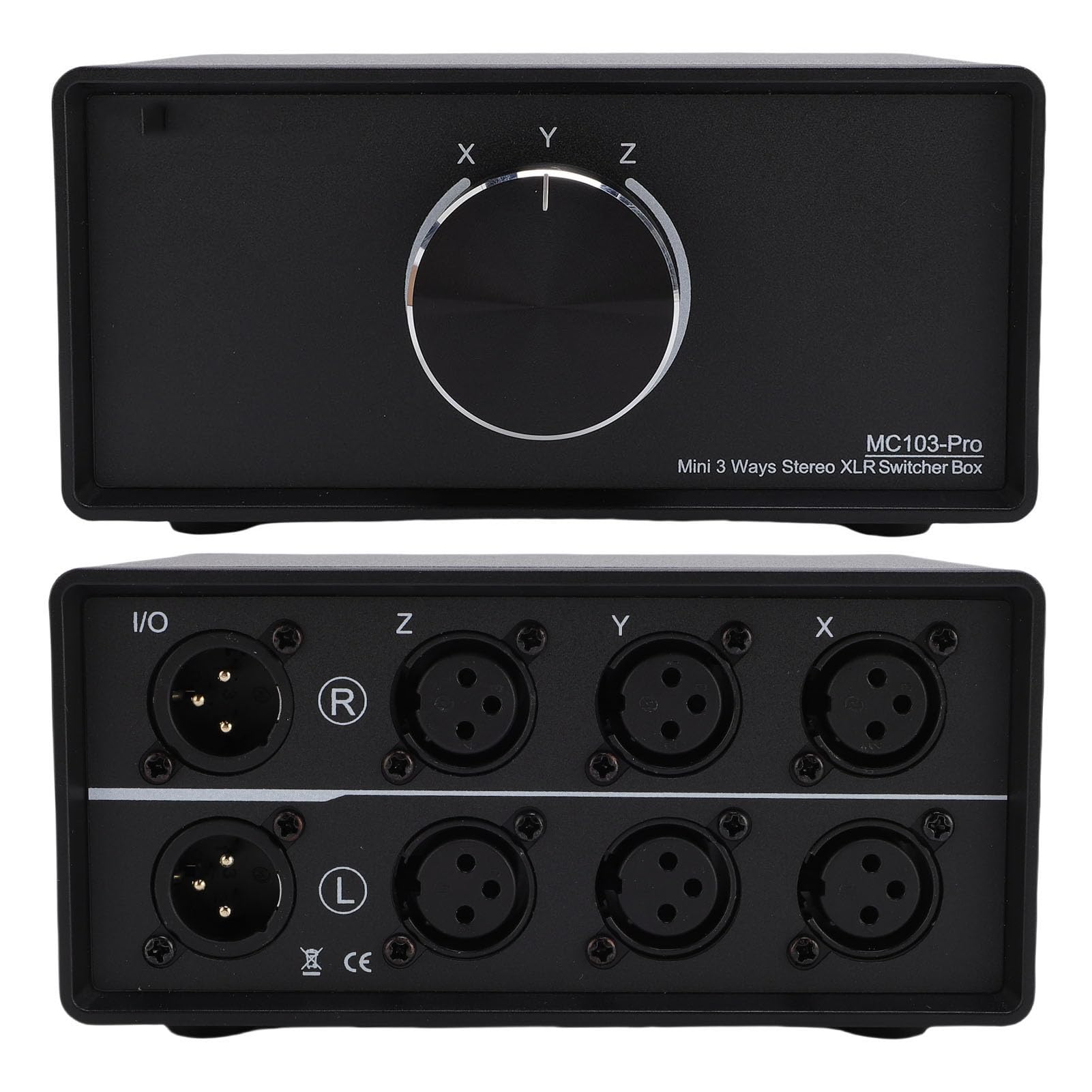 Walfront XLR Audio Switch Balanced Converter 3 en 1 OUT XLR Selector Selector Selector con Controlador de Volumen para Selector de Audio Pasivo Estéreo de 3 Vías