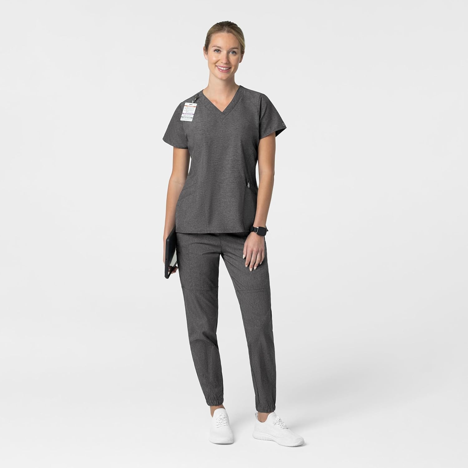 W123 Women's Comfort Waist Cargo Jogger Scrub Pant - Image 3