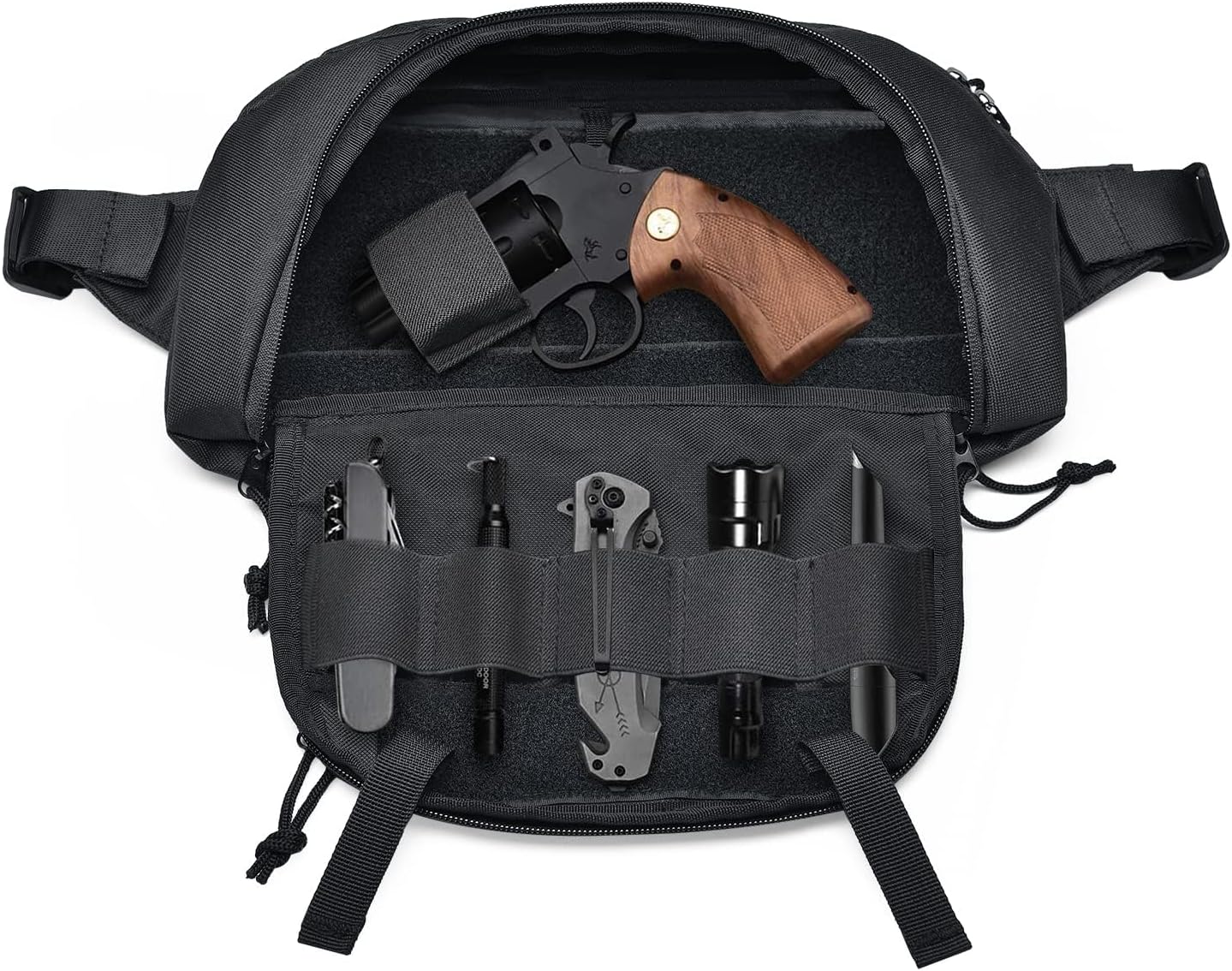 Entchin Tactical Fanny Pack for Men Women,Multifunctional Crossbody Bag with Elastic Band Holder,Concealed Carry Waist Pounch (E109 Black) - Image 4