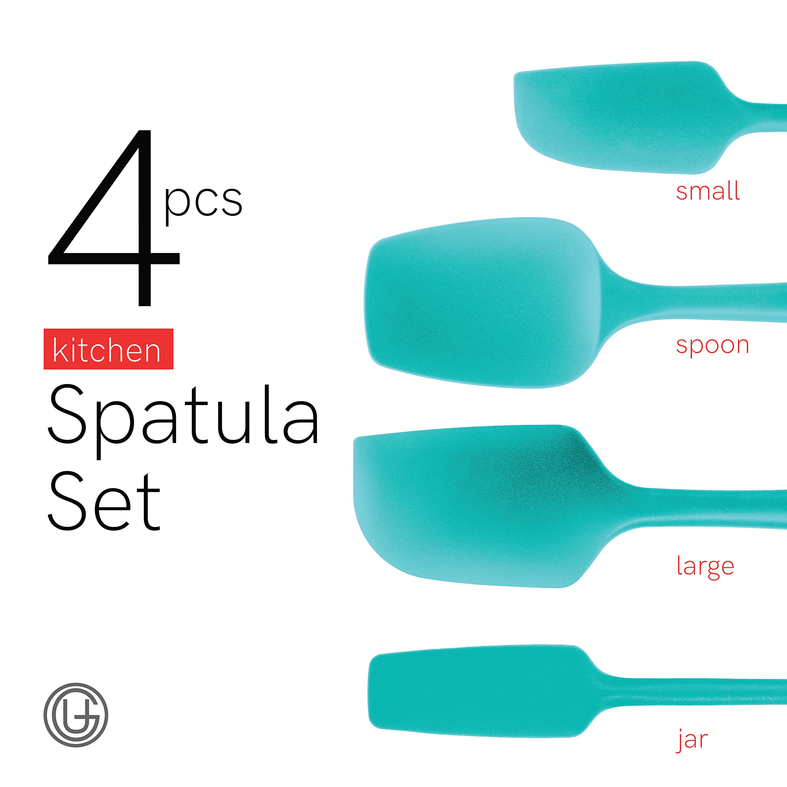 UpGood Set di spatole in silicone 315,6 °C – resistente al calore – Spatole da cucina piccole e grandi – Flessibili senza BPA – Utensili per cucinare, cuocere al forno e mescolare (4 pezzi, verde