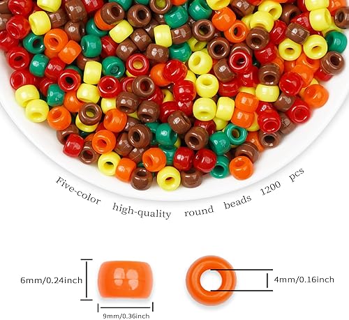 Miniatura 10 de 1200 cuentas de poni de 0.236 x 0.325 pulgadas, cuentas de plástico transparente con purpurina brillante para hacer pulseras, collares, joyas,