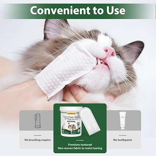 Miniatura 6 de LANBEIDE Toallitas de limpieza de dientes para perros y gatos, 120 unidades, toallitas para el cuidado dental de mascotas para reducir la placa y el