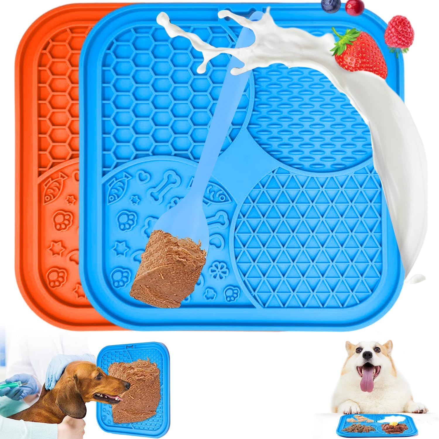 Alfombrilla Para Lamer Perros Y Gatos | Comedero Lento Anti-Ansiedad | Con Ventosas Fuertes | 21 Cm De Diámetro