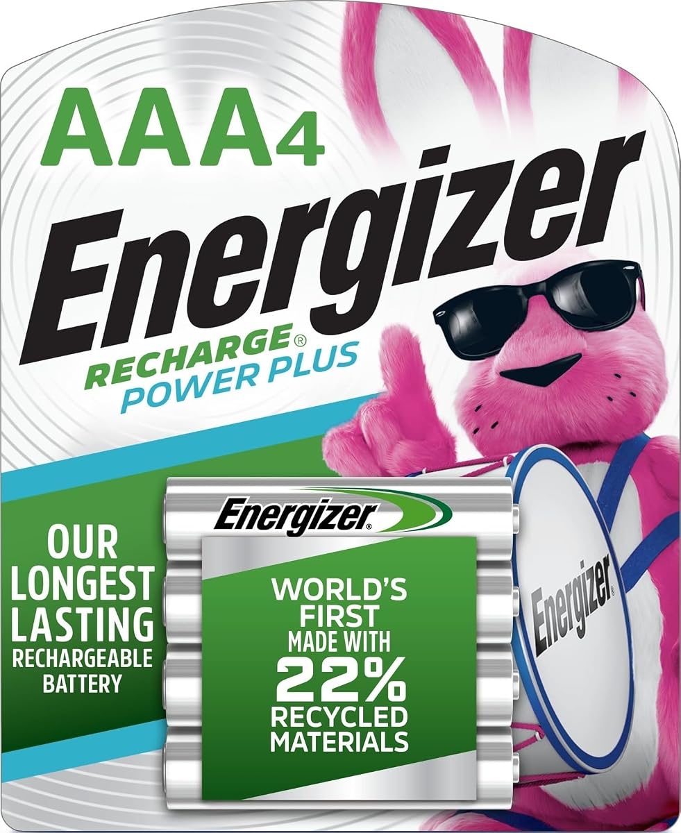 Energizer Power Plus Rechargeable AAA Batteries (4 Pack), 800mAh Triple A Batteries