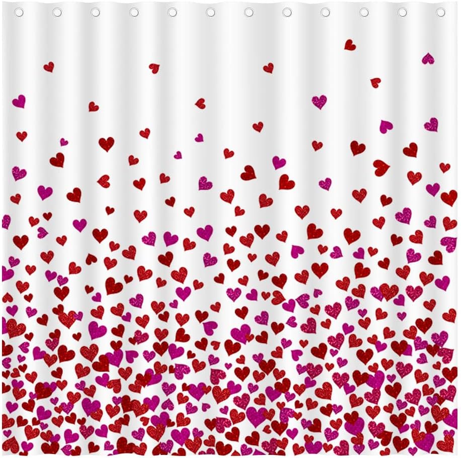 Juirnost Happy Valentine's Day Shower Curtain Falling Heart