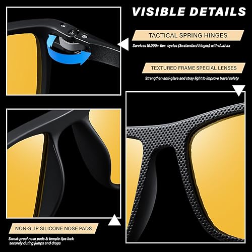 Miniatura 5 de Gafas polarizadas de conducción de visión nocturna para hombre, lentes amarillas HD, antideslumbrantes, gafas ligeras, marco de lentes