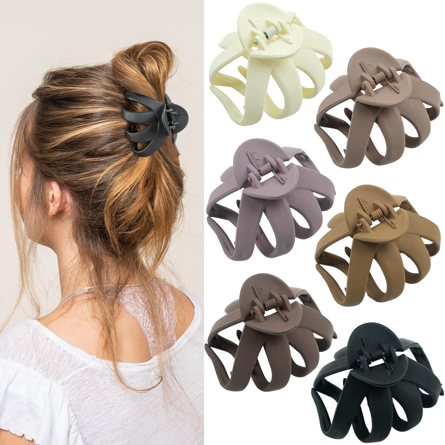 2.8 Inch Medium Octopus Hair Clips for Women, Matte Claw Clips for Thin Hair, Strong Hold Non-slip Spider Octopus Clip for Fine Hair Jaw Clips