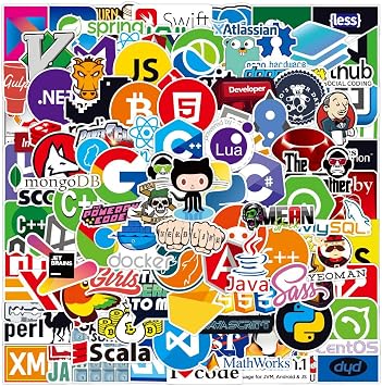 100PCS Programming Stickers for Laptop Computer Water Bottles Luggage Notebook Bike Bicycle Computer Guitar Skateboard,Program Internet Software Waterproof Decals for Programmers Teens Adults