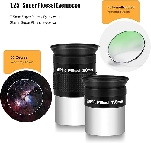 Miniatura 3 de Astromania Kit astronómico de 1.25 pulgadas para telescopio y filtro astronómico con 2 oculares Plossl, 3 filtros planetarios, filtro de luna y 2