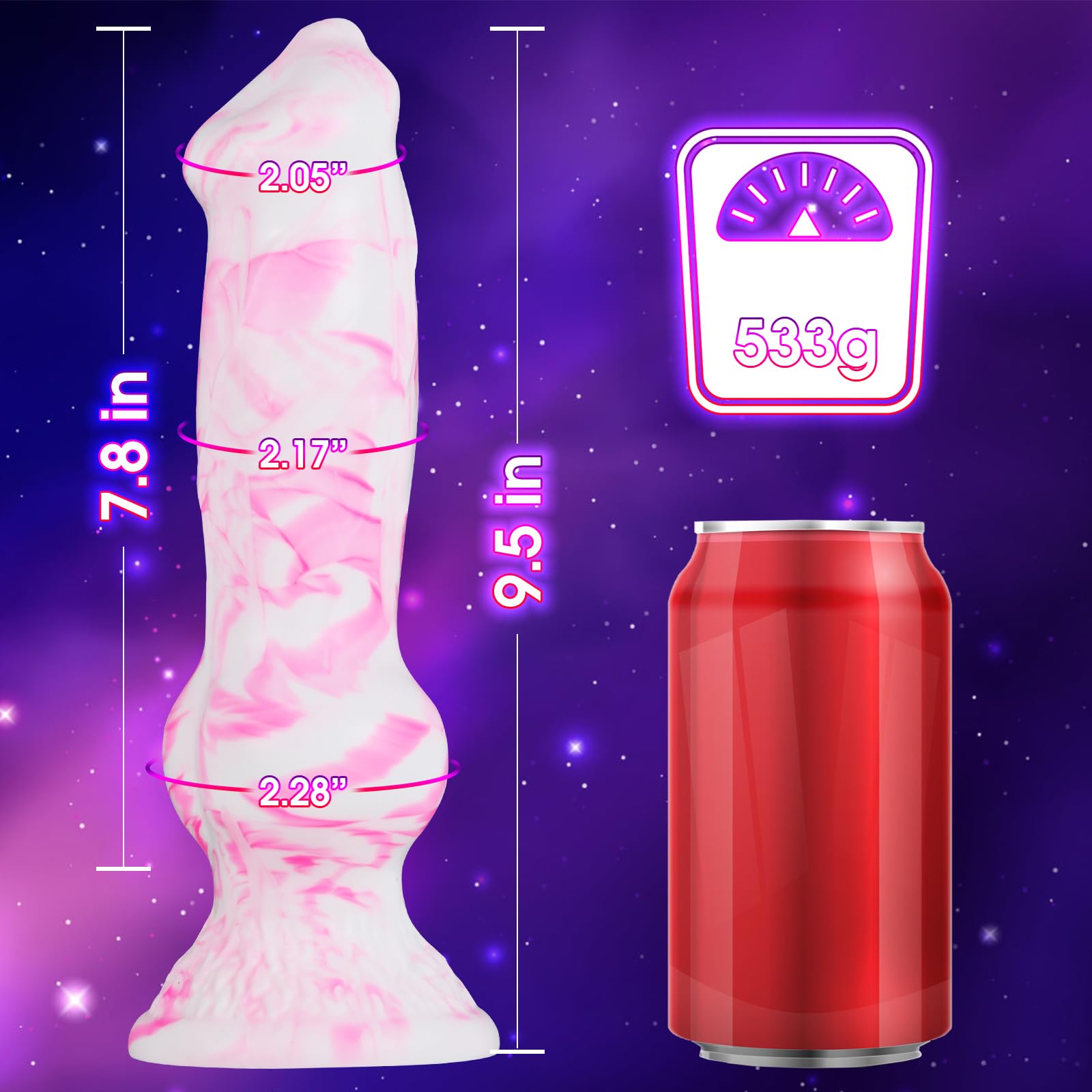 2.88” Diameter Huge Realistic Dog Knot Dildo,9.5 Inch Silicone Big Thick Bad Wolf Dildos with Suction Cup,Fantasy Canine Animal Dragon Anal Plug Penis, Handmade Sex Toy for Women Male: 9“Knot Dildo
