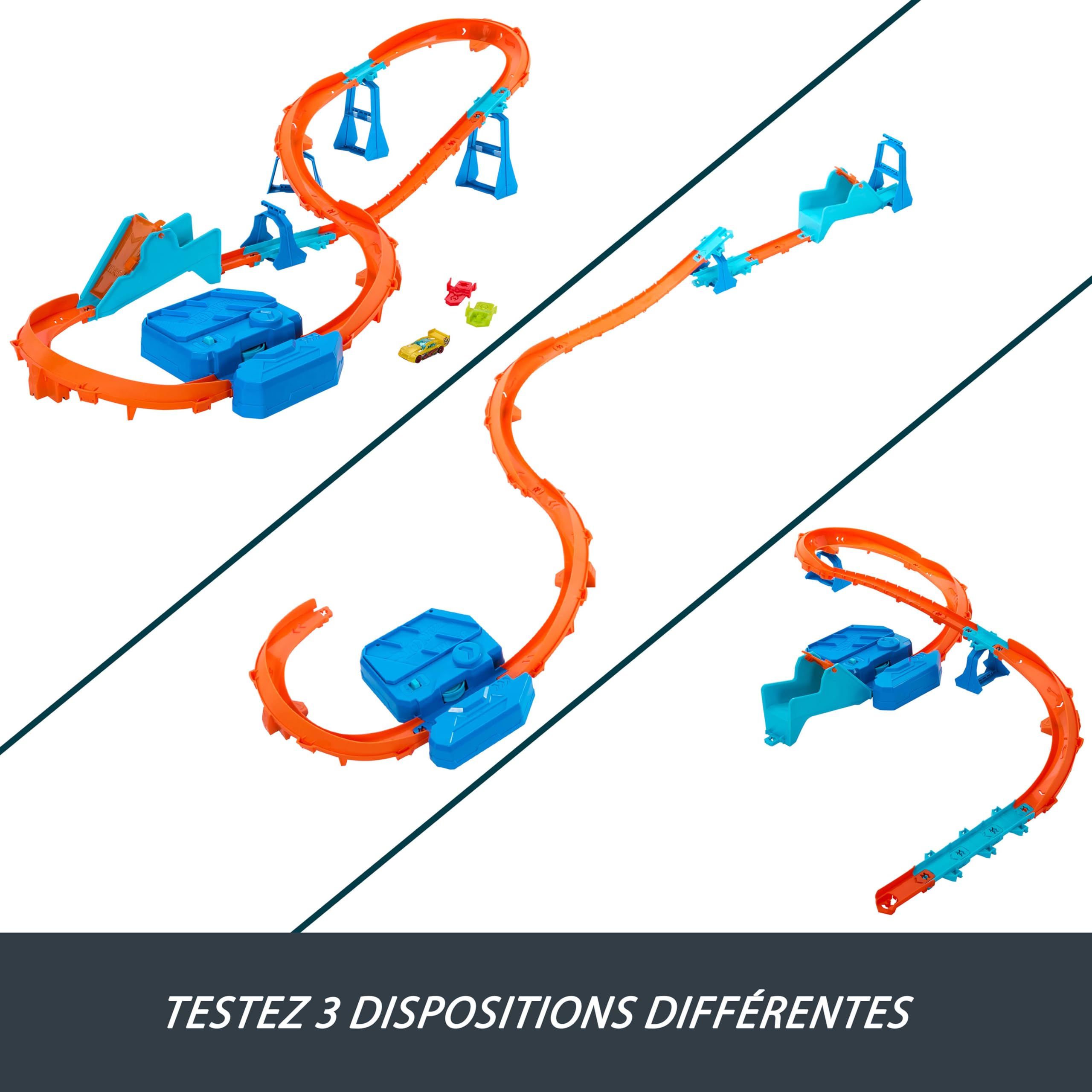 Hot Wheels Circuit Speedway Track Creator avec tremplin propulsé et Voiture Miniature | Boîte de construction de luxe avec booster motorisé, véhicule à l'échelle 1:64, piste rapide