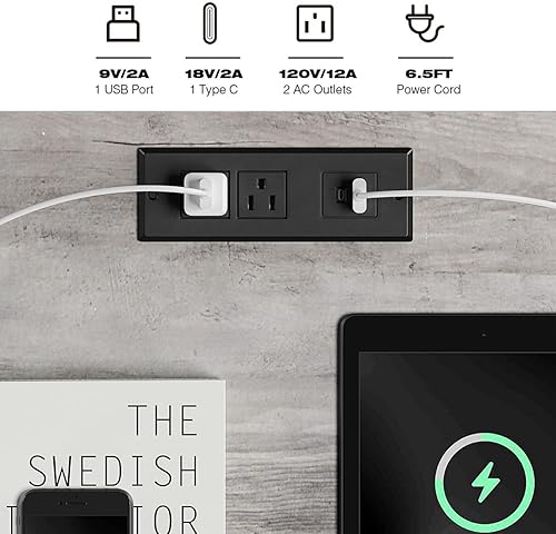 Miniatura 7 de GAOMON Mesita de noche gris con estación de carga, mesa auxiliar con cajón de almacenamiento y estante, mesita de noche moderna para dormitorio,