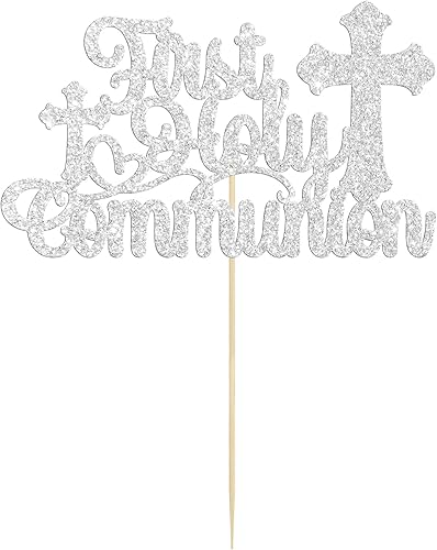 Miniatura 10 de Gyufise 28 adornos para cupcakes con purpurina negra para niños, para bautismo, cáliz de ángel, cruz de la Biblia, para cupcakes, temática de