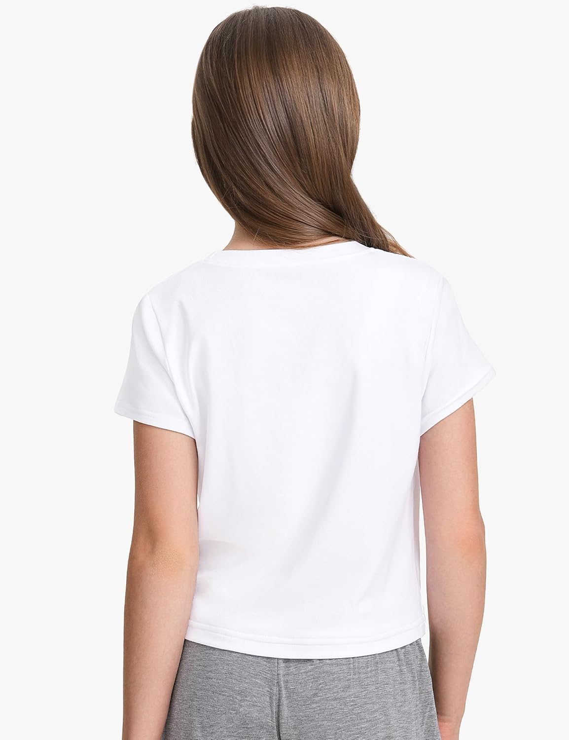 HASMES Girls Short Sleeve T Shirts Athletic Crewneck Crop Tops Basic Tees for Kids - Image 4