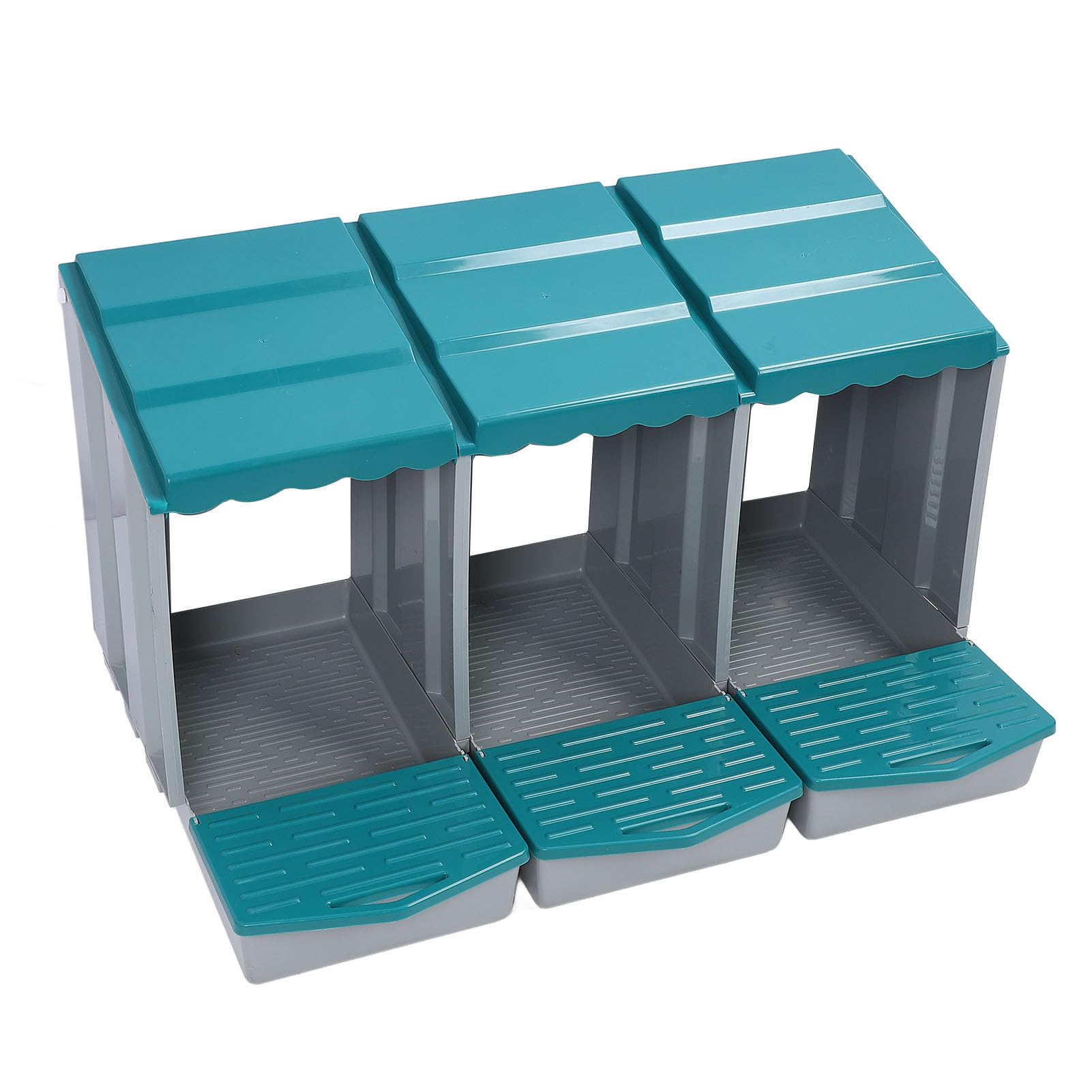 Socobeta Caja Nido para Pollos, Duradera, Cómoda, Espaciosa, Fácil de Limpiar para Aves de Corral, Patos, Gallinas, Material PP (3 cavidades)