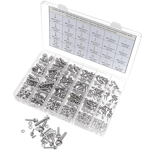 Miniatura 3 de Tornillos Phillips de cabeza plana de acero inoxidable M2 M2.5 M3 M4 M5 M6 combinan con arandela de resorte y arandelas lisas Kit surtido de tuercas