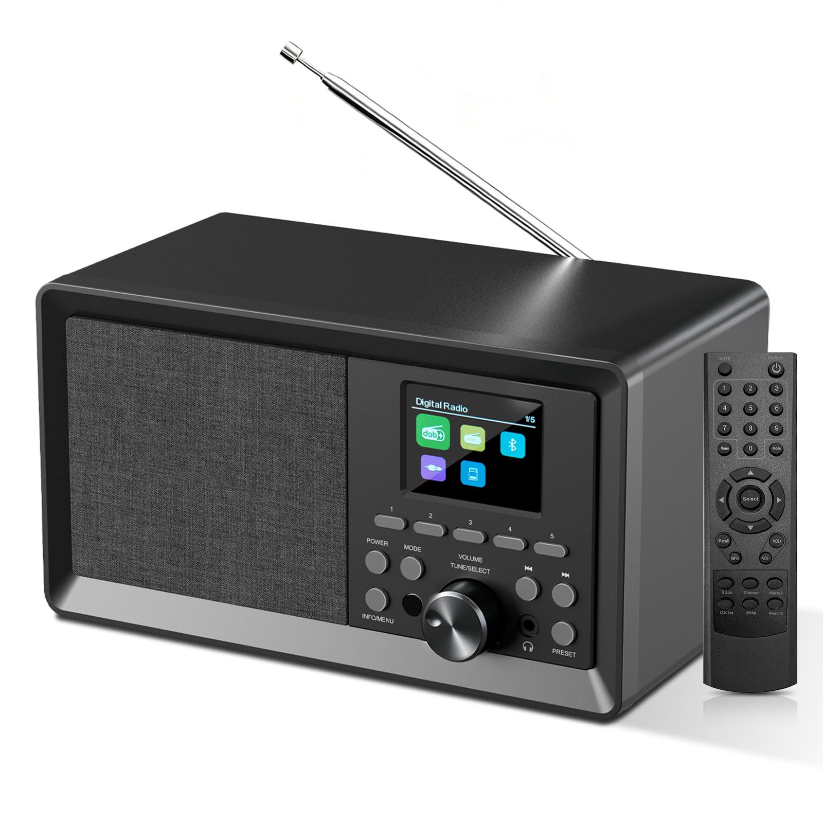 Radio Dab Plus, Radio Dab Portable (Dab+, Dab, FM, Bluetooth, Prise Casque, Fonction Réveil, Minuterie de Mise en Veille, Port USB/AUX)