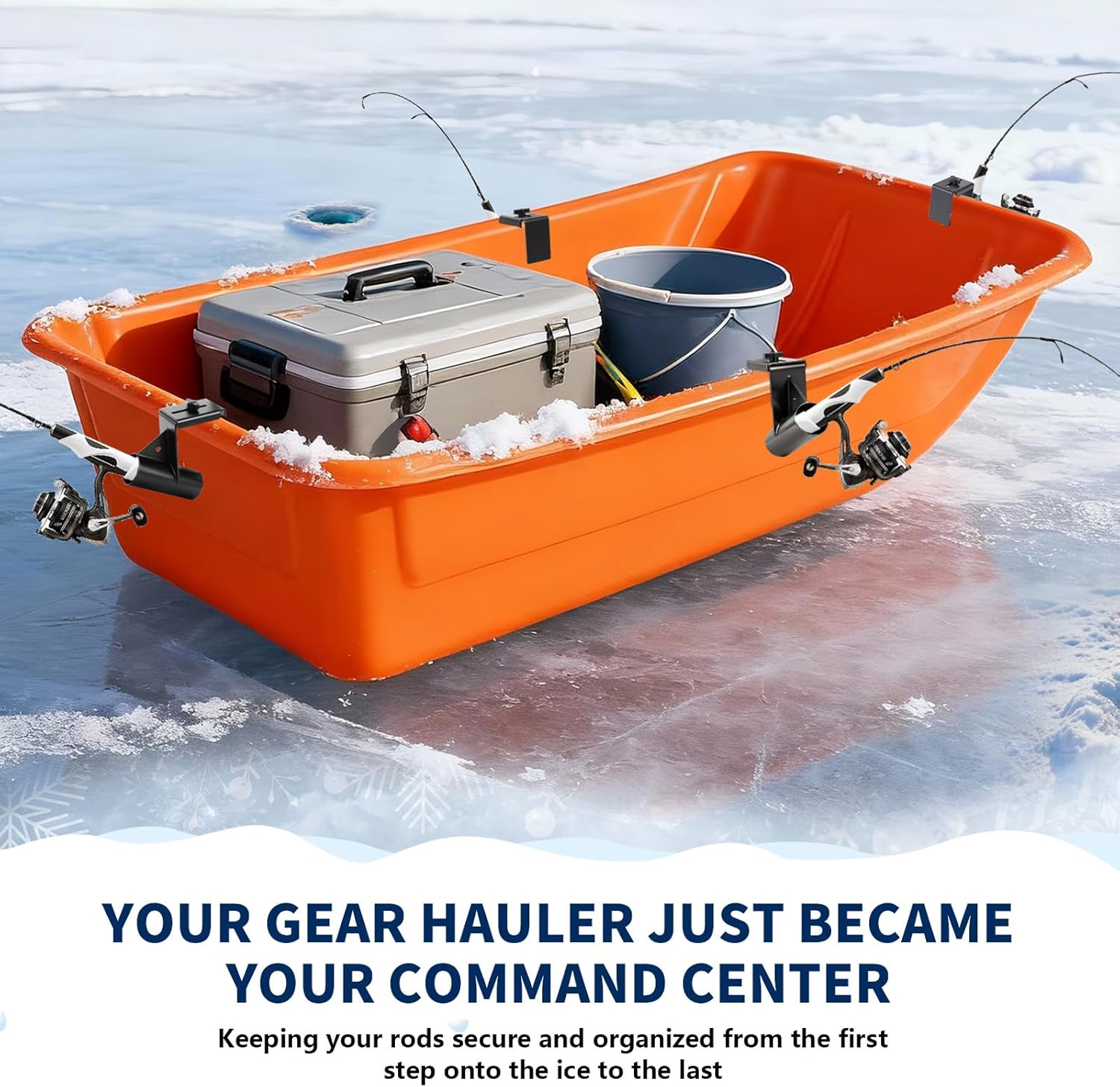 1/2/4 Pcs Upgraded Metal Ice Fishing Sled Rod Holder, Adjustable 1.9-3.7 Inch Sturdy Ice House Rod Holder, Heavy Duty Hands-Free Ice Fishing Pole Holder Gear Rack for Sled, Bucket