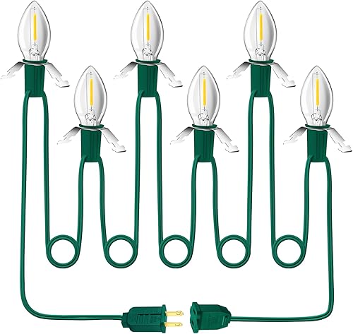 Miniatura 8 de Sistema de iluminación, cable de accesorios verde de 3.3 pies con 1 bombilla LED C7 de repuesto, paquete de 2, cable de luces de molde por soplado
