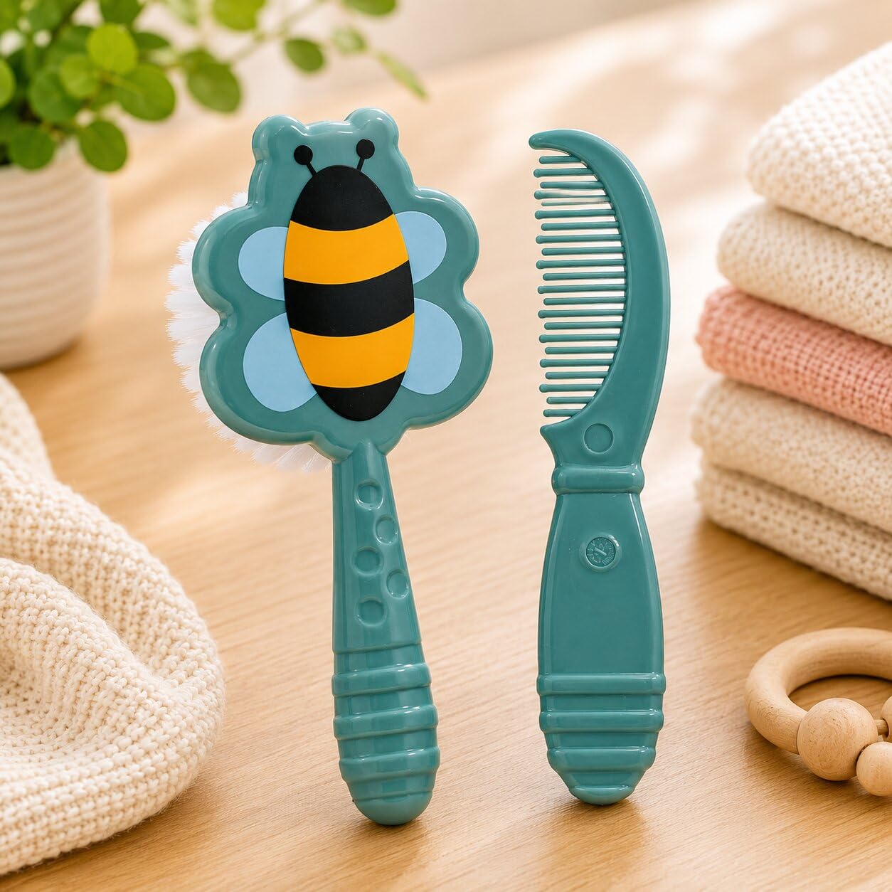Adore Jungle Fun Brush and Comb Set | Newborn Scalp Grooming Product for Infant Toddler Kids & for New Born Children (Honey Bee)-image-15